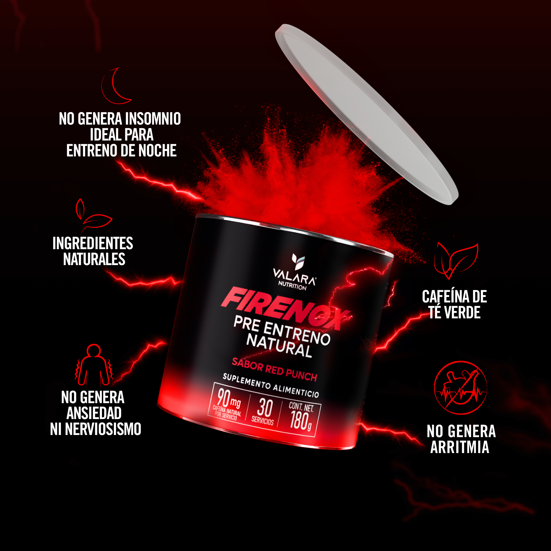 Firenox Pre-Entreno Natural sabor Red Punch 180g