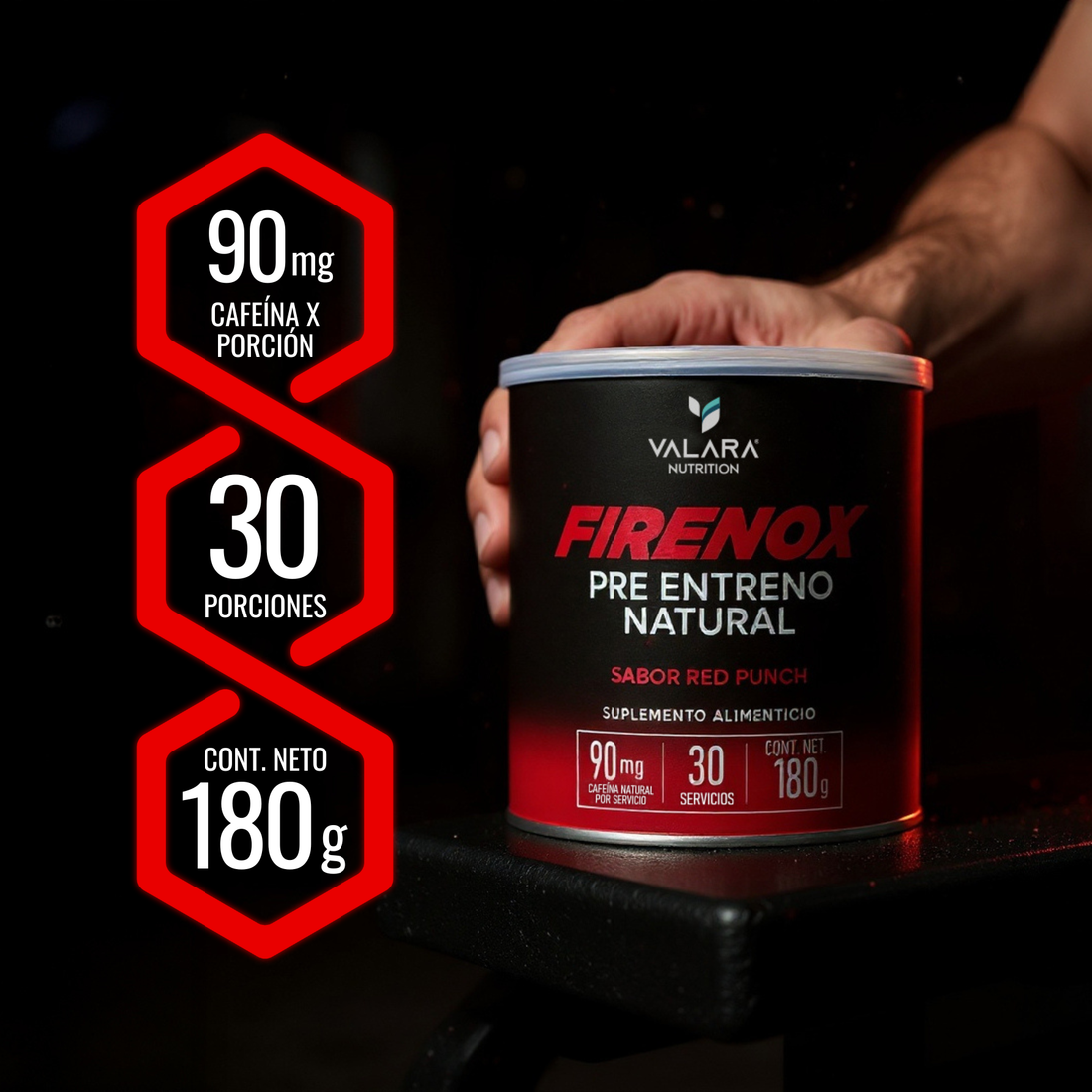 Firenox Pre-Entreno Natural  sabor Red Punch 180g