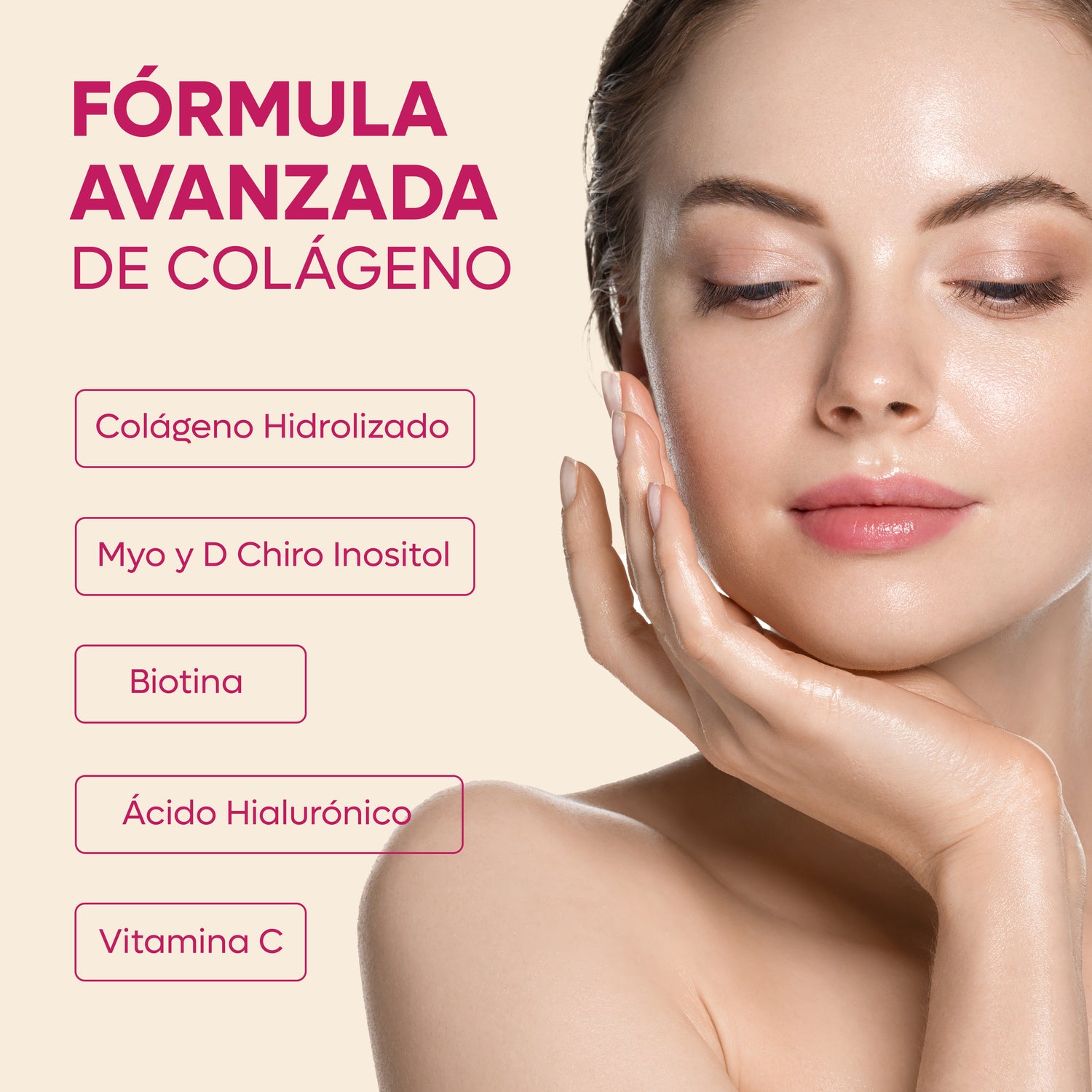 GLOWiN Colágeno Hidrolizado con Myo &amp; D-Chiro Inositol 40:1, Ácido Hialurónico y Biotina – 300g