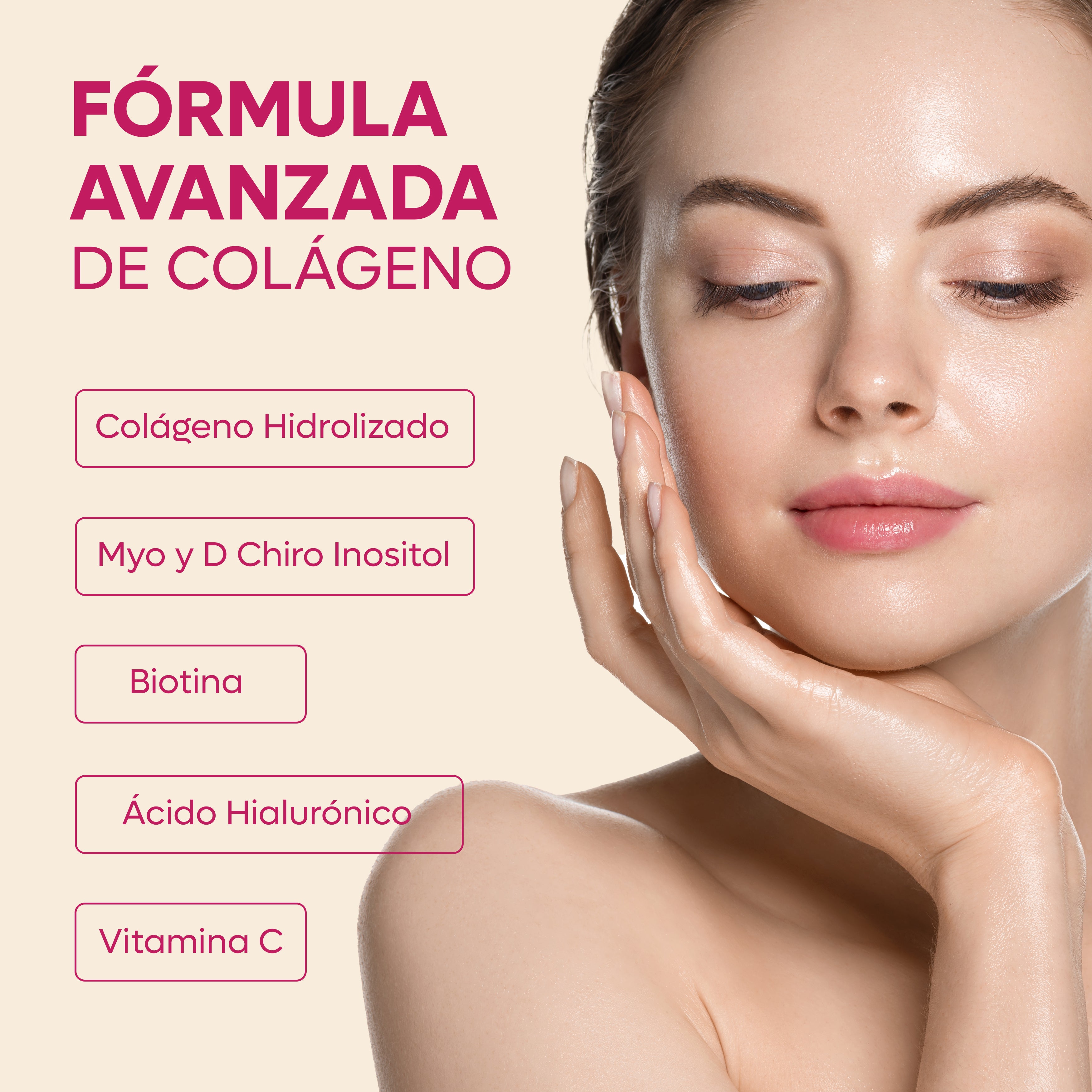 GLOWiN Colágeno Hidrolizado con Myo &amp; D-Chiro Inositol 40:1, Ácido Hialurónico y Biotina – 300g